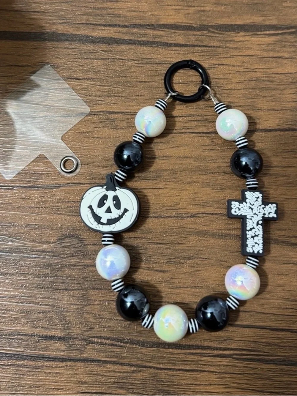 Halloween Pumpkin and Cross Charm Phone/Key/Bag Chain #P569